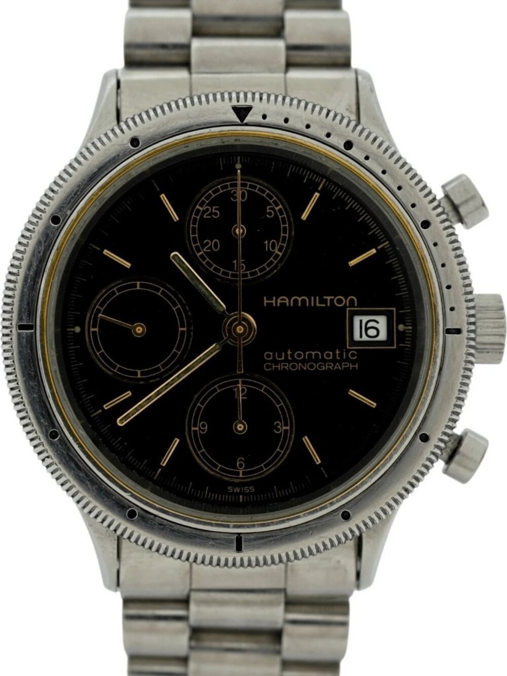 Hamilton 39mm Men's Valjoux 7750 Chrono Automatic Black Dial Watch- Ref: 9304!